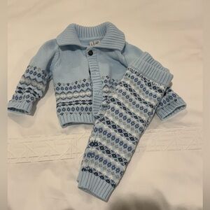 Janie and Jack Blue Knit Kids Matching Set